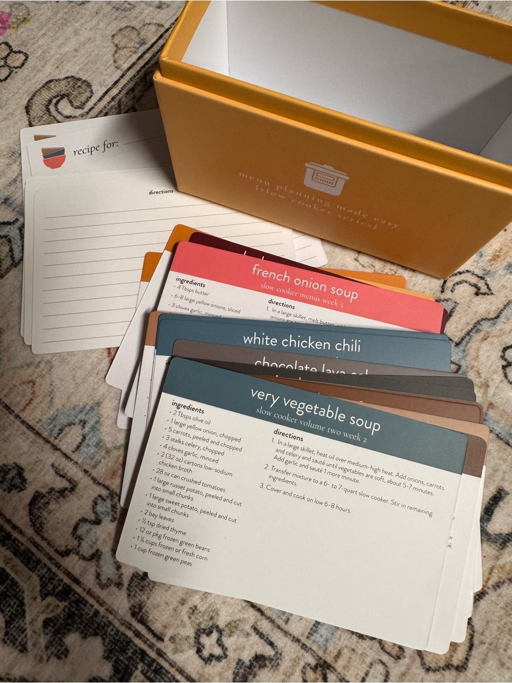 Recipe Card Box Set – Multicolor Recipe Cards with Storage Box
